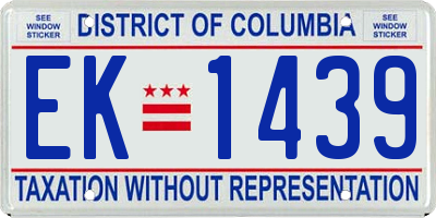 DC license plate EK1439