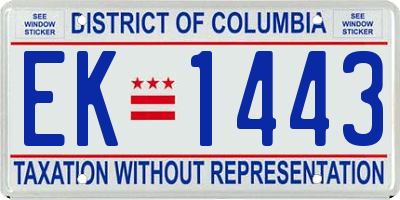 DC license plate EK1443