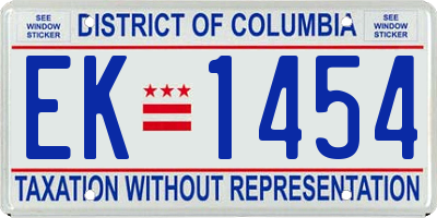DC license plate EK1454
