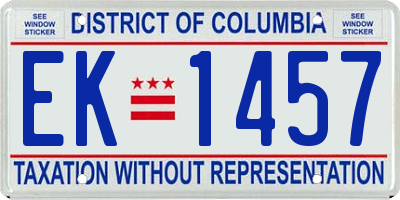 DC license plate EK1457