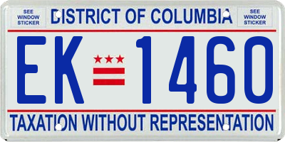 DC license plate EK1460