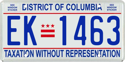 DC license plate EK1463