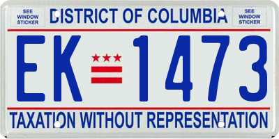 DC license plate EK1473