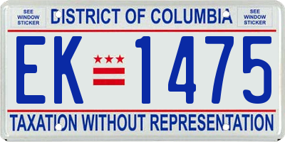 DC license plate EK1475