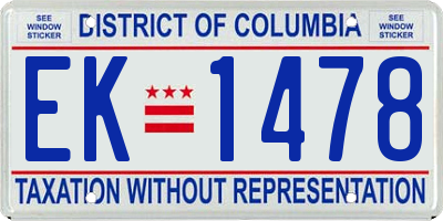 DC license plate EK1478