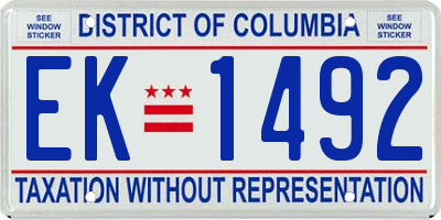 DC license plate EK1492