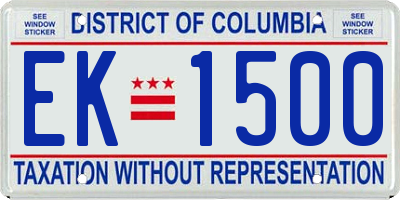 DC license plate EK1500