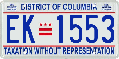 DC license plate EK1553