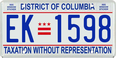 DC license plate EK1598