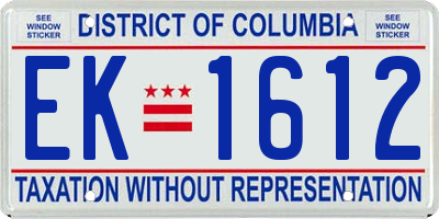 DC license plate EK1612