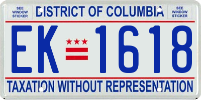 DC license plate EK1618