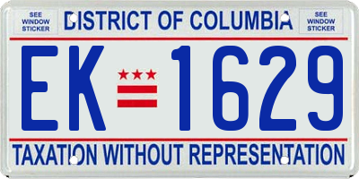 DC license plate EK1629