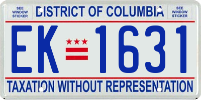 DC license plate EK1631