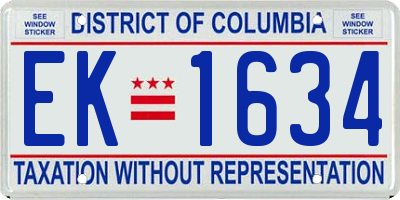 DC license plate EK1634