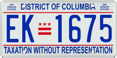 DC license plate EK1675
