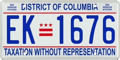 DC license plate EK1676
