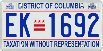 DC license plate EK1692