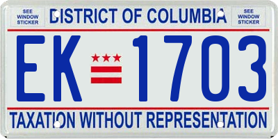 DC license plate EK1703