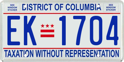 DC license plate EK1704