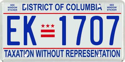 DC license plate EK1707