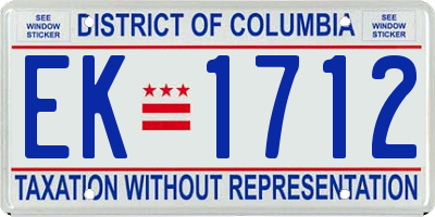 DC license plate EK1712