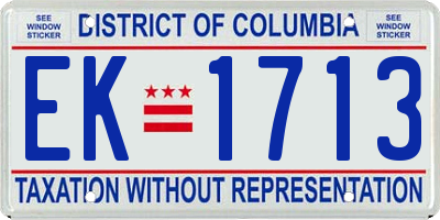 DC license plate EK1713