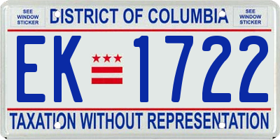 DC license plate EK1722