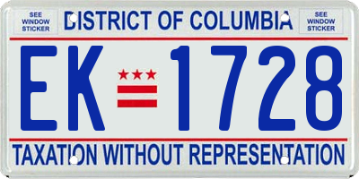 DC license plate EK1728