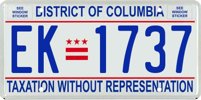 DC license plate EK1737