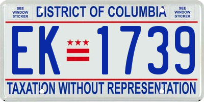 DC license plate EK1739