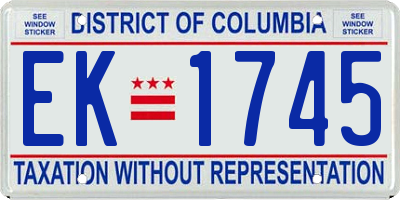 DC license plate EK1745