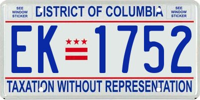 DC license plate EK1752