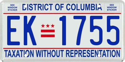 DC license plate EK1755