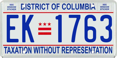 DC license plate EK1763
