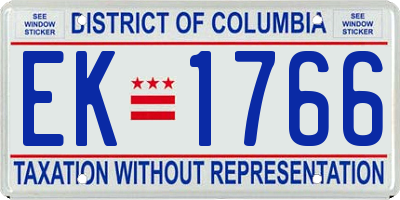 DC license plate EK1766