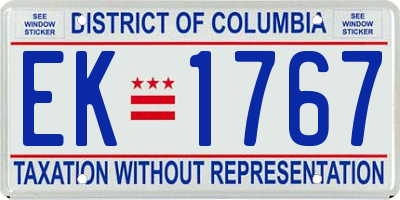 DC license plate EK1767