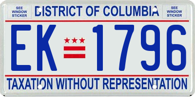 DC license plate EK1796