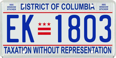 DC license plate EK1803