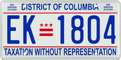 DC license plate EK1804