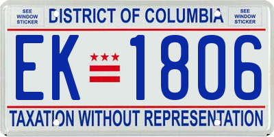 DC license plate EK1806