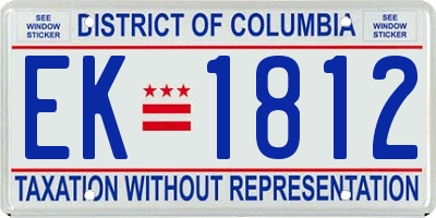 DC license plate EK1812