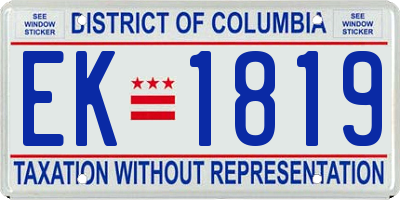 DC license plate EK1819