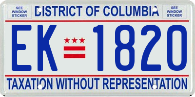 DC license plate EK1820