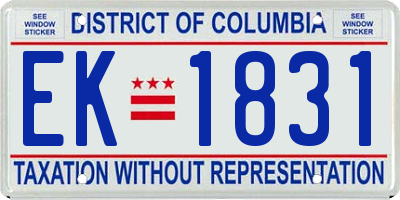 DC license plate EK1831