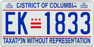 DC license plate EK1833