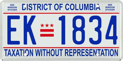 DC license plate EK1834
