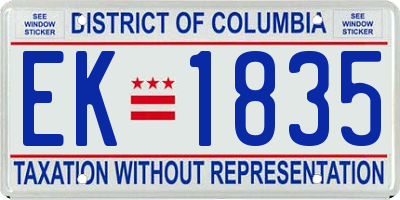 DC license plate EK1835