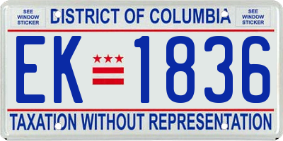 DC license plate EK1836