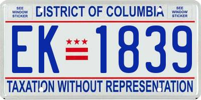 DC license plate EK1839