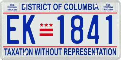 DC license plate EK1841